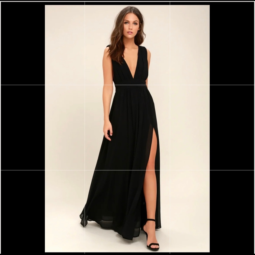 Lulus Heavenly Hues Black Maxi Dress, worn once for a wedding